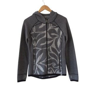 Title Nine Gray Zip Up Sweater Small Hooded Full Zip Thumbholes Pockets Flaw